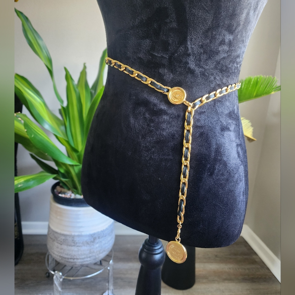 Authentic Chanel Gold and Medallion Chain Belt